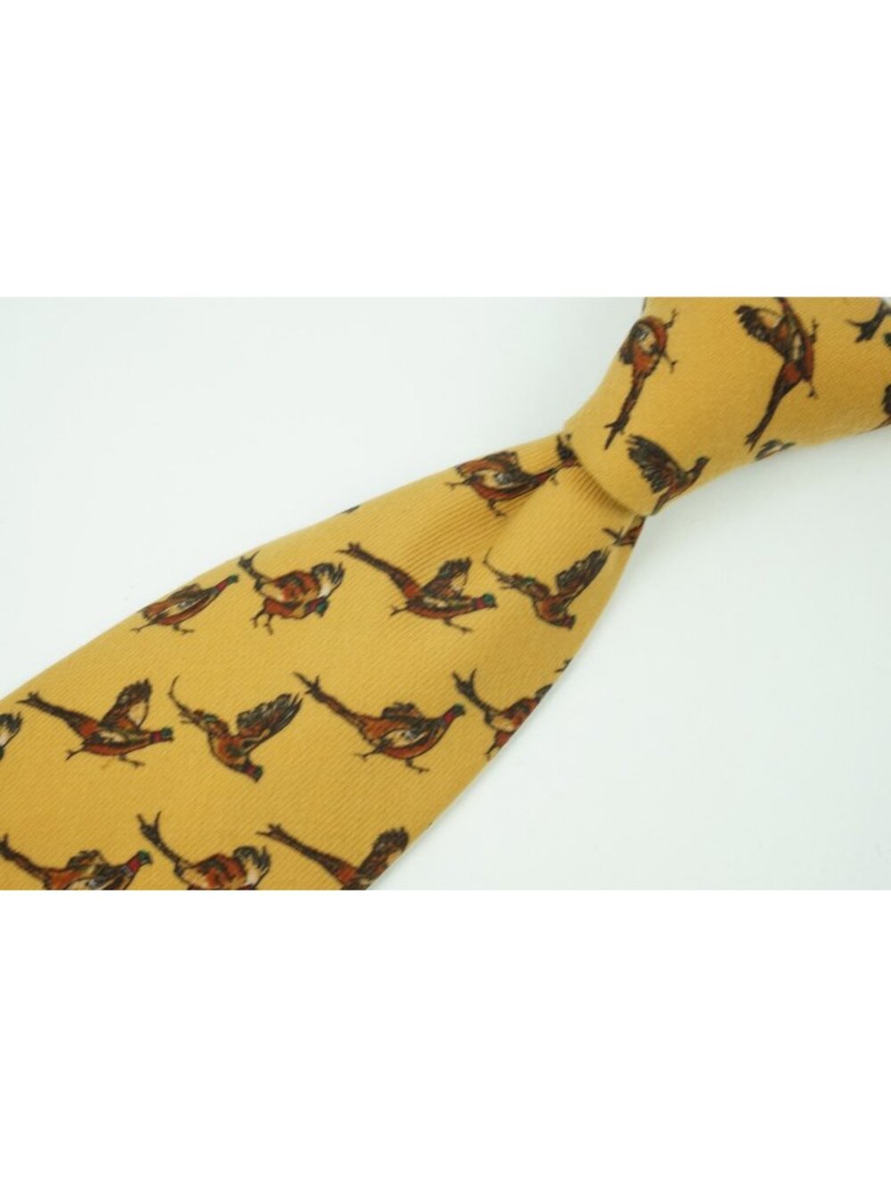 Holland & Holland London Gold Phesant Hunting Bird Shooting Wool Tie by Drakes